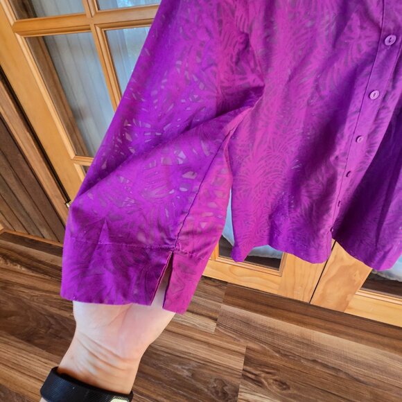 Studio Works Purple Sheer Button Down Polyester/Cotton Blouse [A] - Picture 5 of 6